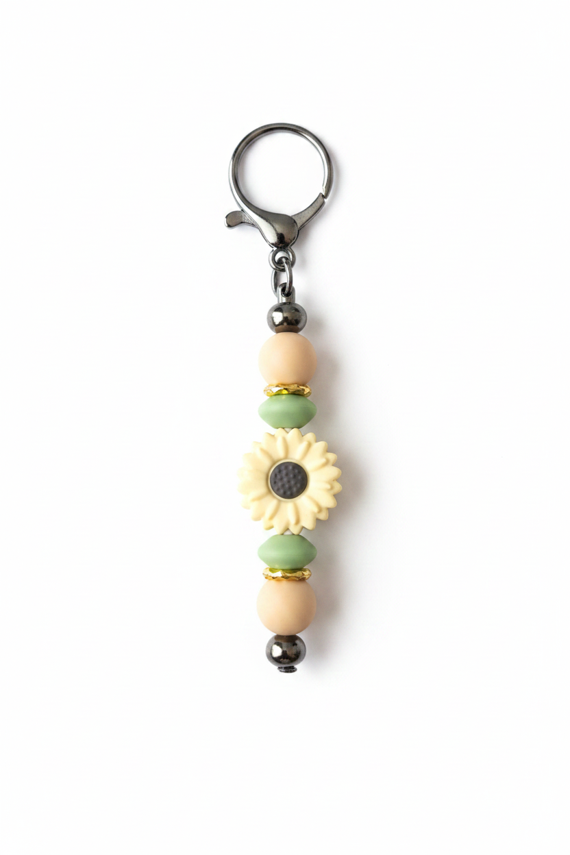 Sunflower Beaded Keychain