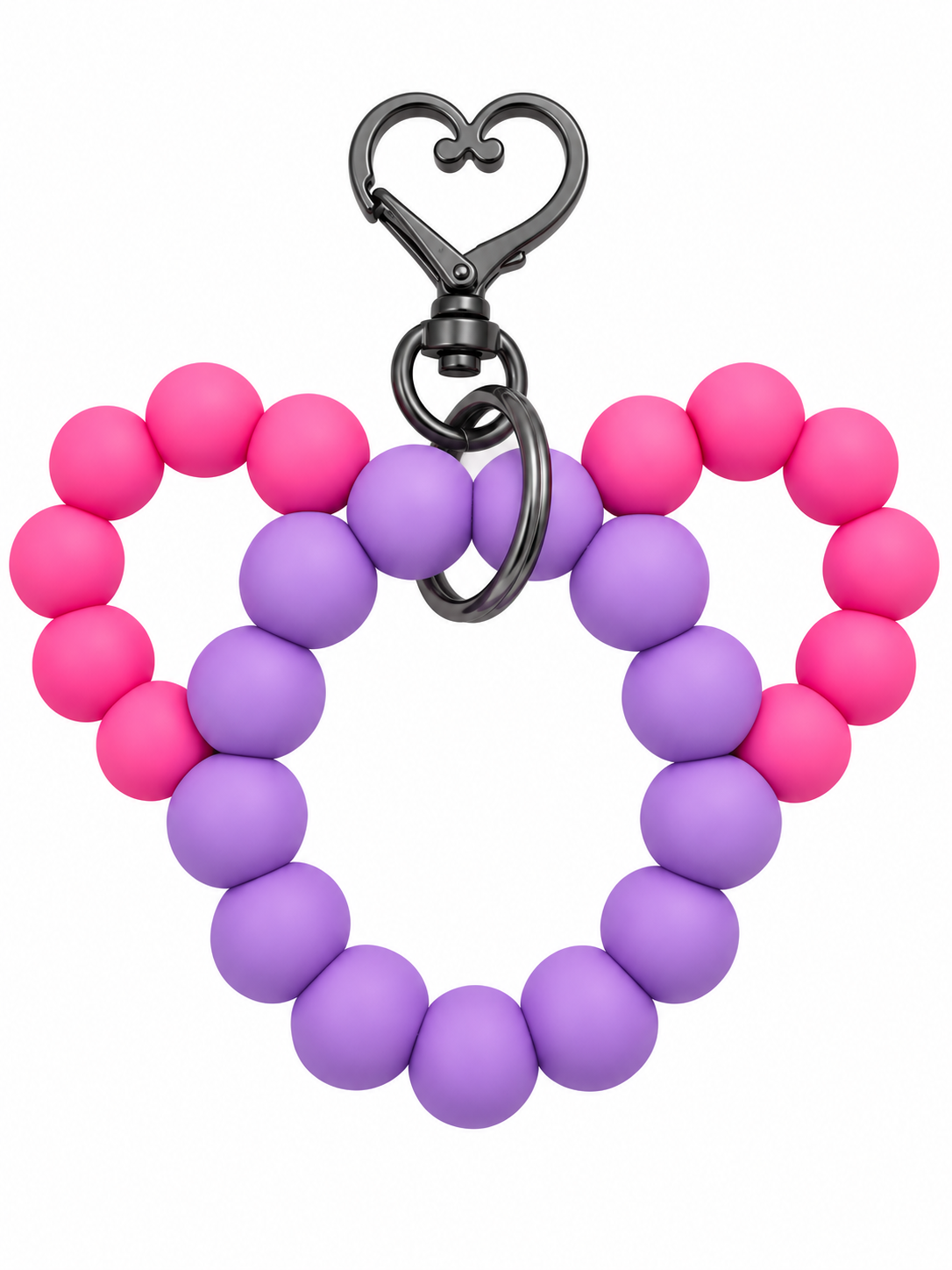 Pink & Purple Mickey Ear Beaded Keychain