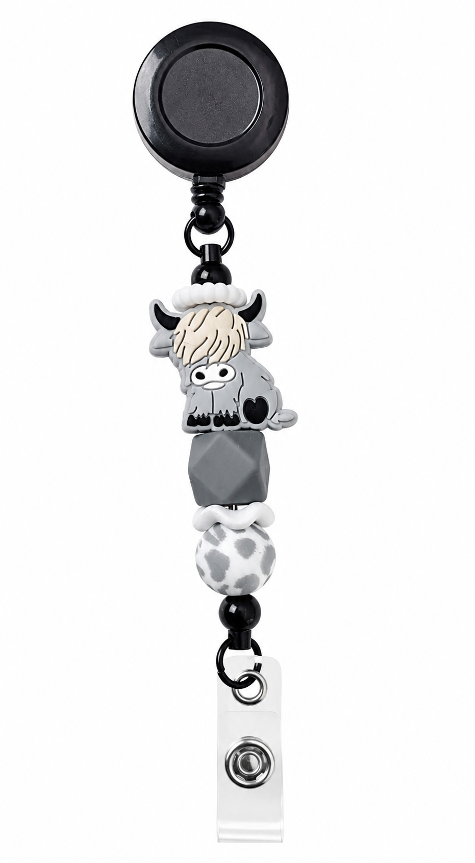 Highland Cow Beaded Badge Reel