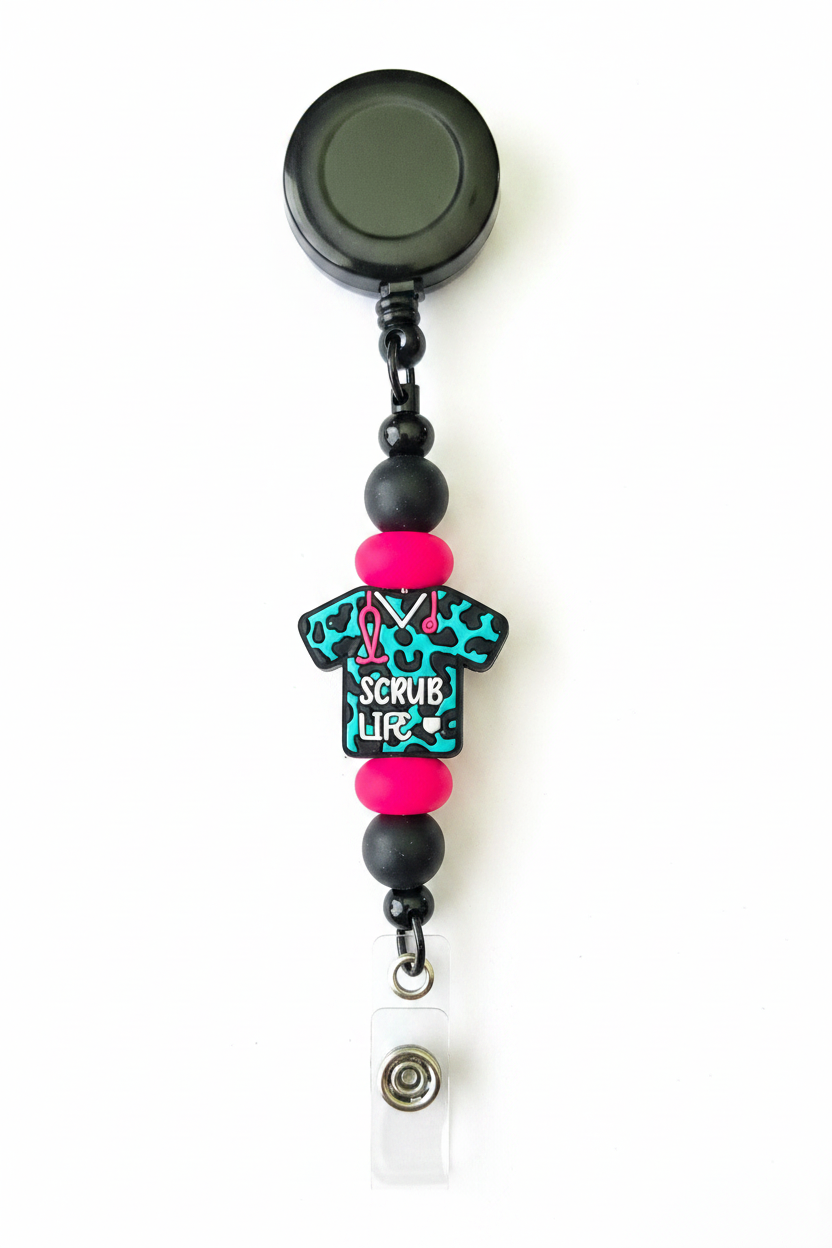 Scrub Life Badge Reel on White Background