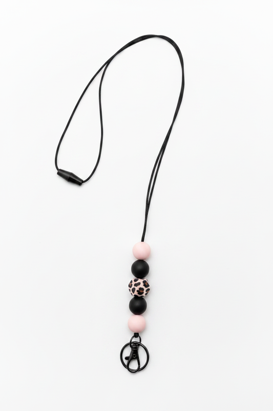 Leopard Print Beaded Lanyard