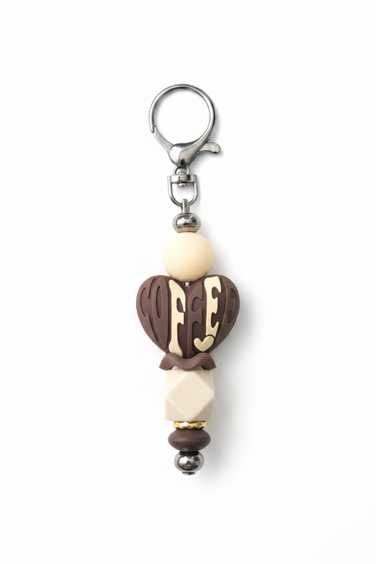 But First Coffee Keychain - White Background