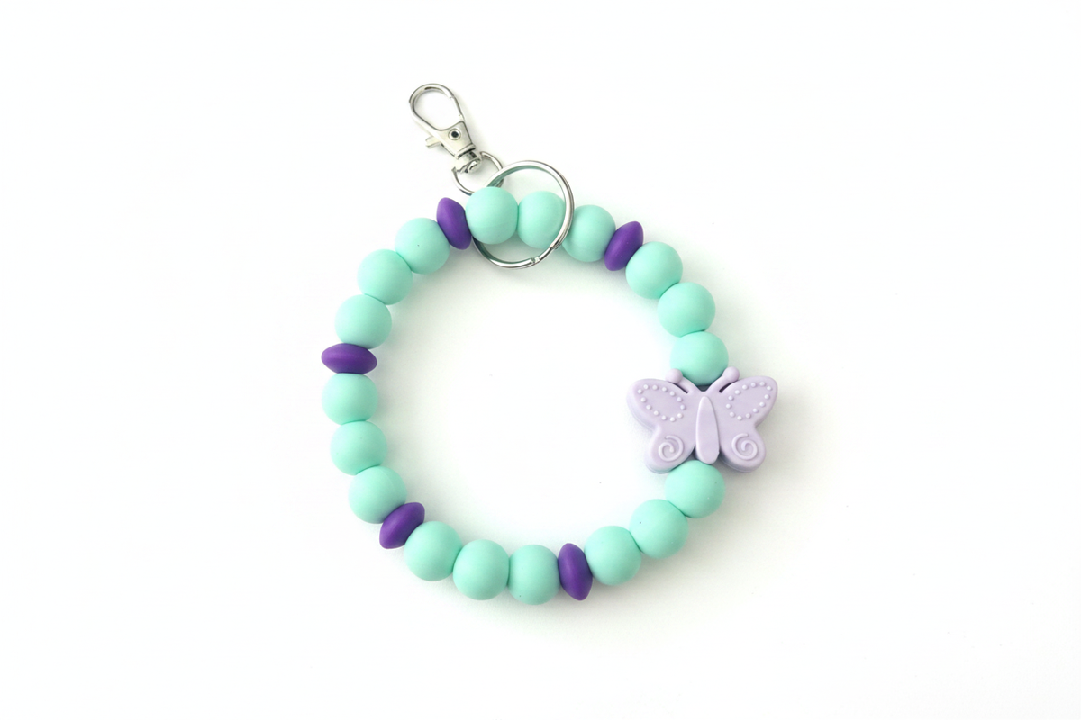 Butterfly Beaded Keychain Wristlet