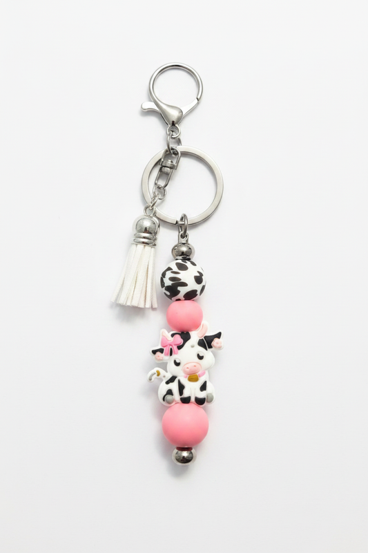 Cow Keychain on White Background