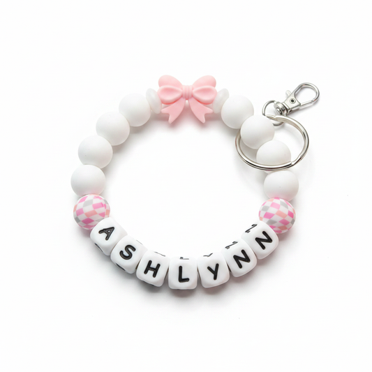 Custom Name Beaded Wristlet Keychain