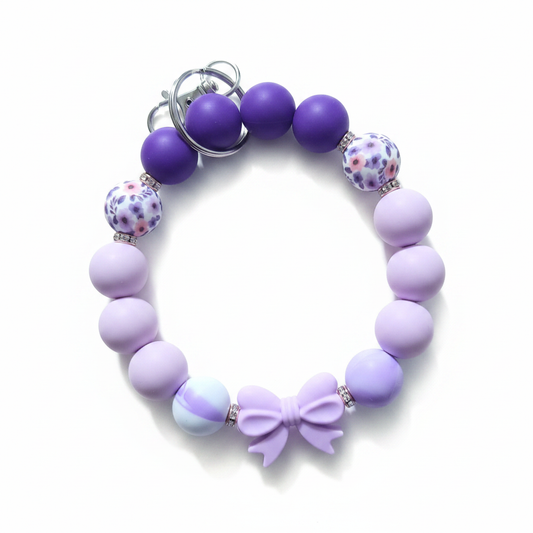 Purple Beaded Wristlet Keychain