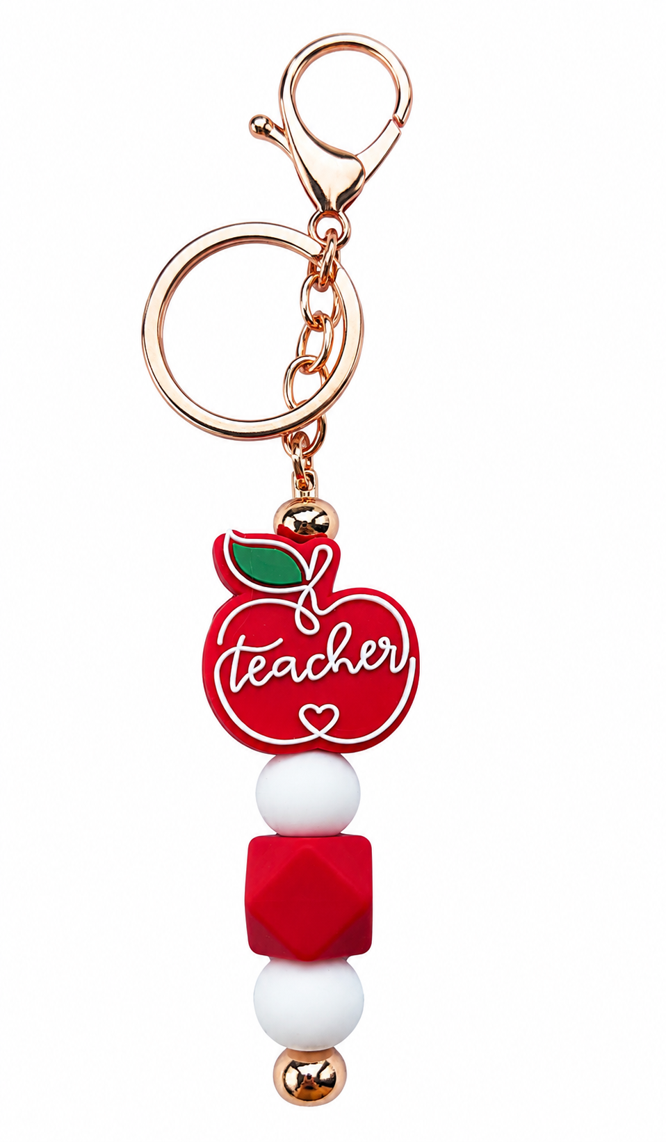 Teacher Apple Silicone Beaded Keychain