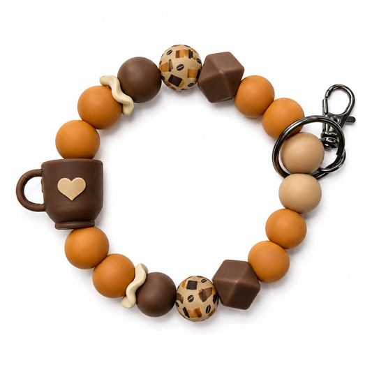 Coffee Lover Silicone Beaded Wristlet