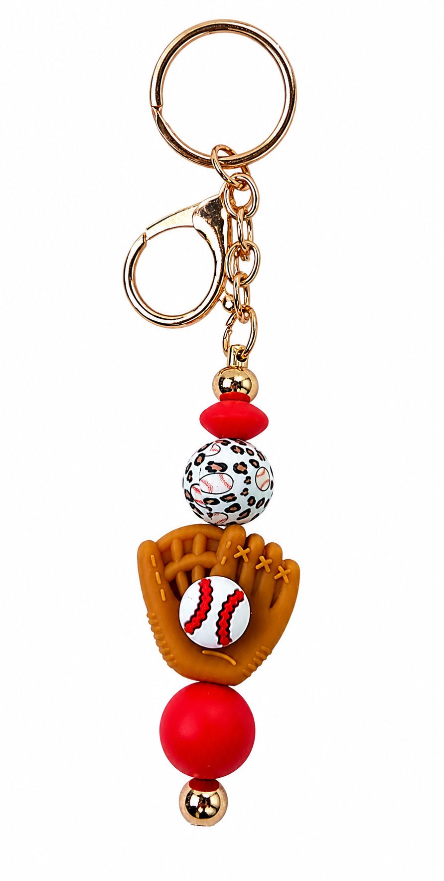 Baseball Silicone Bead Keychain