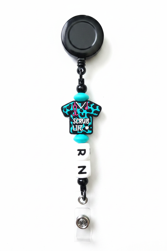 Scrub Life RN Beaded Badge Reel