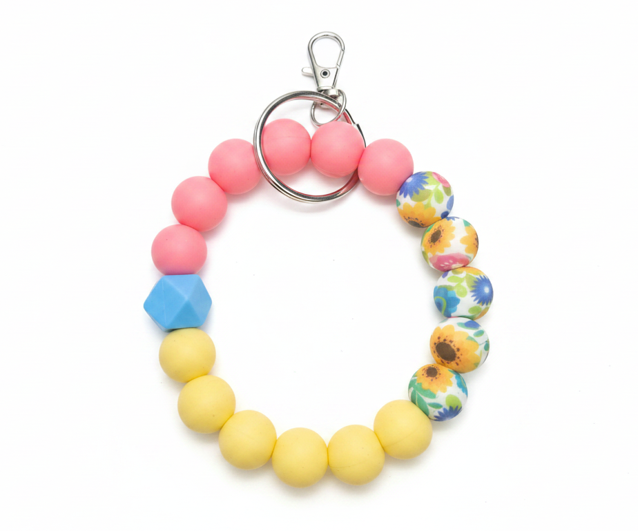 Sunflower Beaded Wristlet Keychain