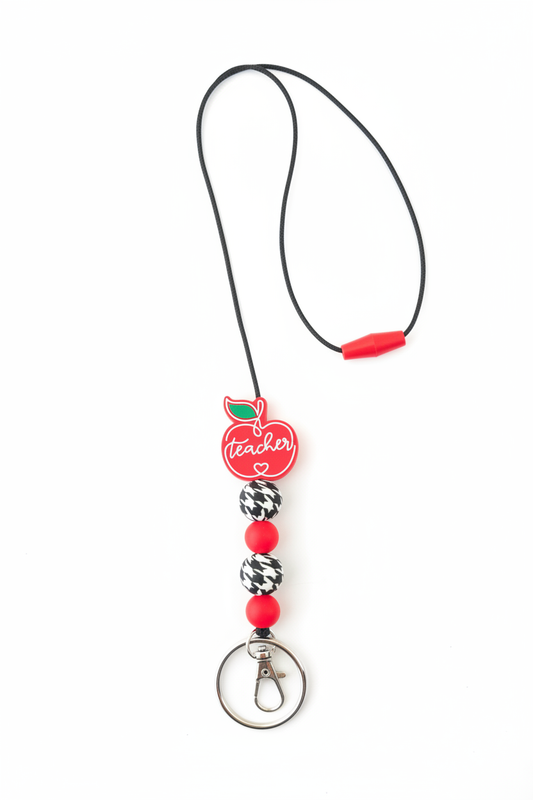 Teacher Apple Beaded Lanyard